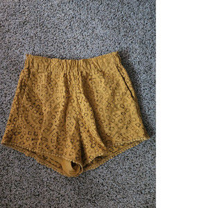 Boho Eyelet Mustard Color Shorts